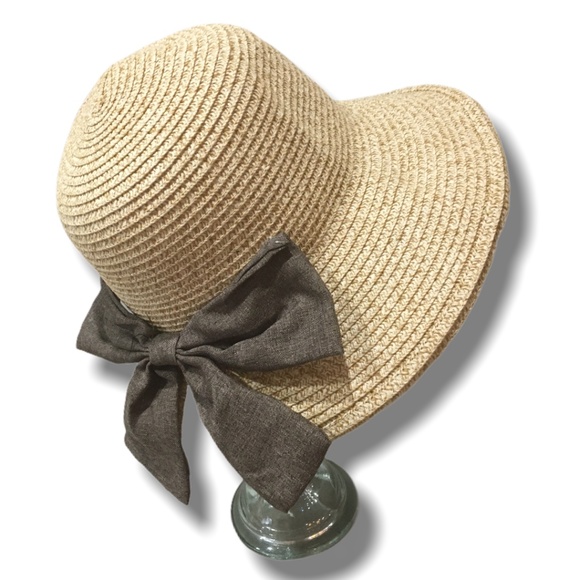 None Other - SUN HAT WITH A BIG BOW!  STRAW LIKE HAT CRUSHABLE